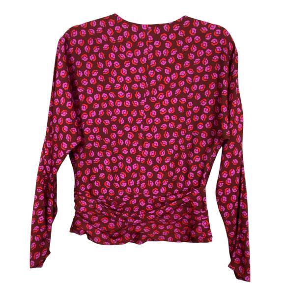 Diane Von Furstenberg Long Sleeves Silk Blouse Top Size 6 - Picture 2 of 11